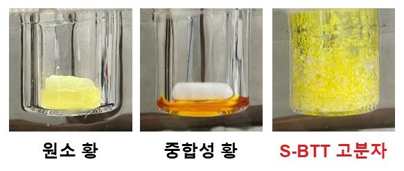 한국과학기술연구원(KIST) 전북분원 복합소재기술연구소 탄소융합소재연구센터 유남호 박사팀이 석유 정제과정에서 나오는 폐기물 이산화황을 고분자 재료로 합성했다. KIST 제공