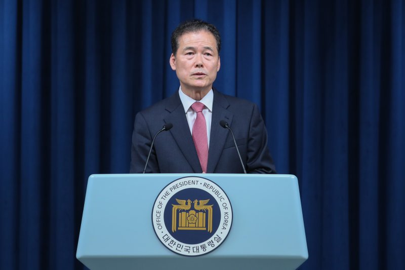 김영호 신임 통일부 장관 후보자가 29일 오전 용산 대통령실 브리핑룸에서 내정 소감을 밝히고 있다.2023.6.29/뉴스1 ⓒ News1 안은나 기자