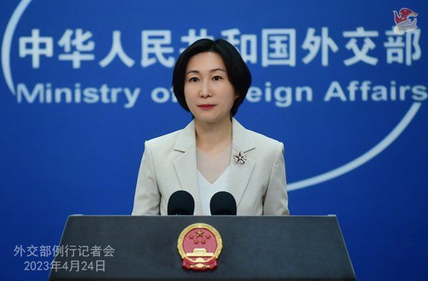 중국 외교부 마오닝 대변인이 4일 기자회견을 열고 중국의 갈륨, 게르마늄 수출 제한 방침을 설명하고 있다. /사진=중국 외교부 홈페이지