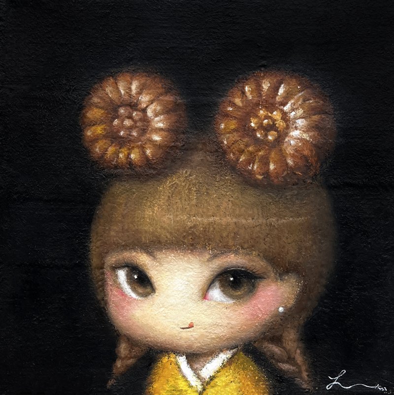 권하나, 지화자녀, 2023, Oil and oil pastel, 31x31cm *재판매 및 DB 금지