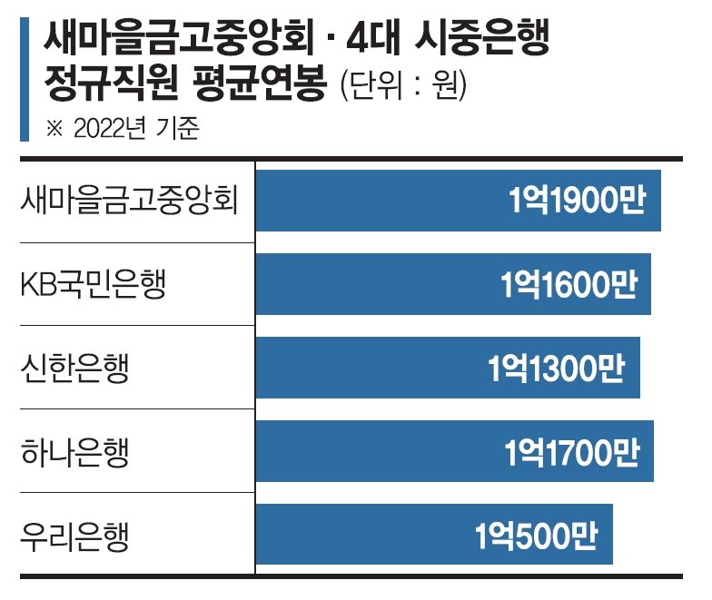 새마을금고중앙회 직원 연봉, '시중銀 최고' 하나보다 높아