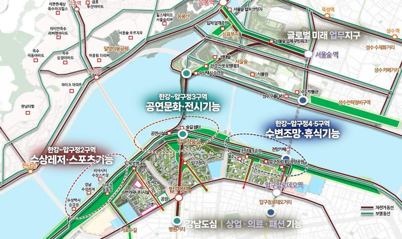 압구정지구 2~5구역 신속통합기획 관련 도면. 서울시 제공