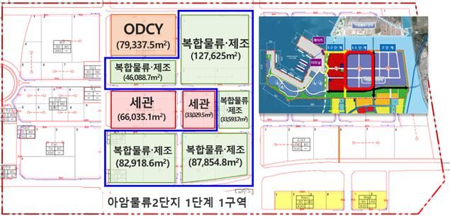 인천항 아암물류2단지 종합보세구역 지정 현황