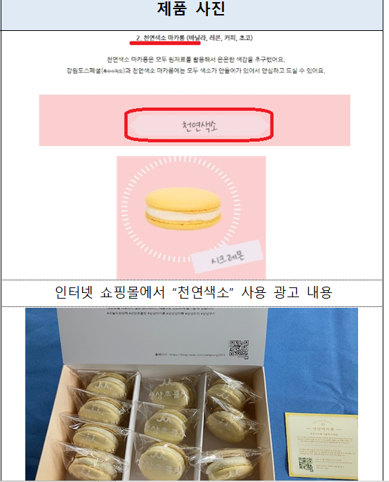 타르색소 넣고 천연색소로 속인 마카롱업체 고발 조치