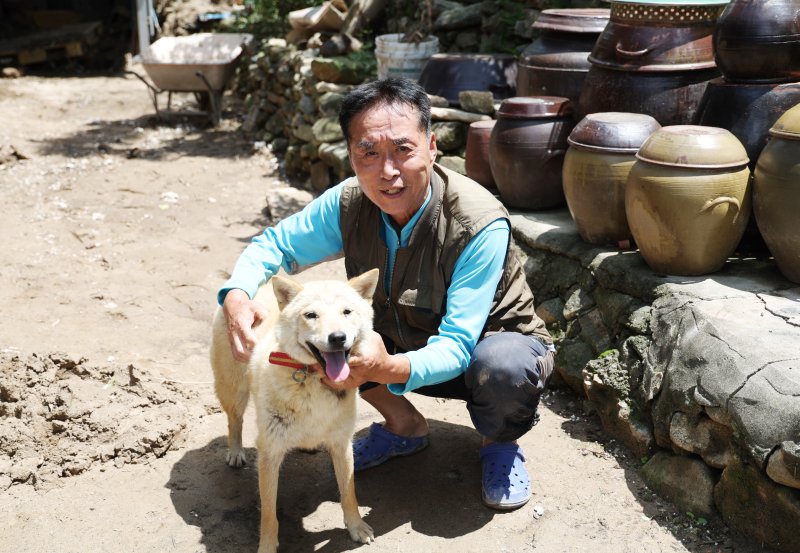 '27시간 만에 귀환' 예천 반려견 진순이 (예천=연합뉴스) 박세진 기자 = 17일 오전 경북 예천군 감천면 벌방리 주민 권호량(73)씨가 지난 15일 새벽 폭우에 실종됐다가 27시간 만에 돌아온 반려견 진순이와 함께 웃고 있다. 2023.7.17 psjpsj@yna.co.kr (끝)