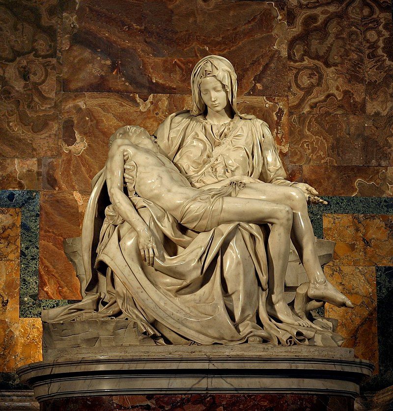 미켈란젤로가 24살에 조각한 피에타. (미켈란젤로, 1498~1499년, 대리석, 195*174cm, 베드로성당)