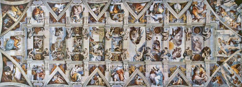 시스티나 성당 천장화(미켈란젤로 부오나로티, 1508~1512년, 41.2*13.2m, 프레스코, 시스티나 성당) 사진=위키피디아