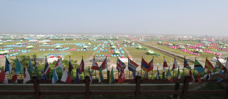 2일 전북 부안 새만금 잼버리 야영장에 참가자들의 텐트가 설치돼 있다. 부안군 제공