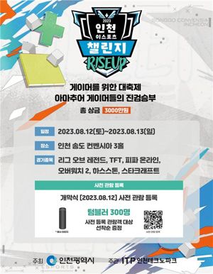 오는 12∼13일 송도국제도시 송도컨벤시아에서 ‘2023 인천 이스포츠 챌린지 아마추어 대회’가 개최된다.