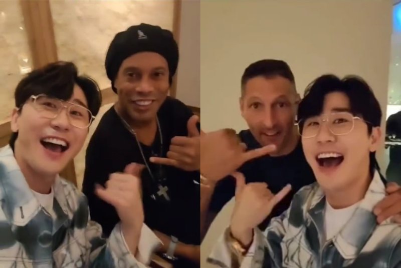 [서울=뉴시스] 영탁, 호나우지뉴, 마르코 마테라치. 2023.08.14.(사진 = 개인계정 캡처) photo@newsis.com*재판매 및 DB 금지