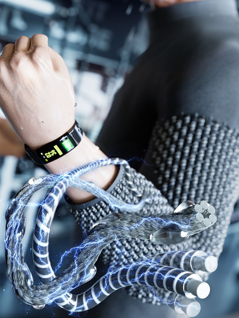 한국과학기술연구원(KIST) 전자재료연구센터 연구진이 개발한 스마트 의류용 섬유를 설명하는 이미지. KIST 제공