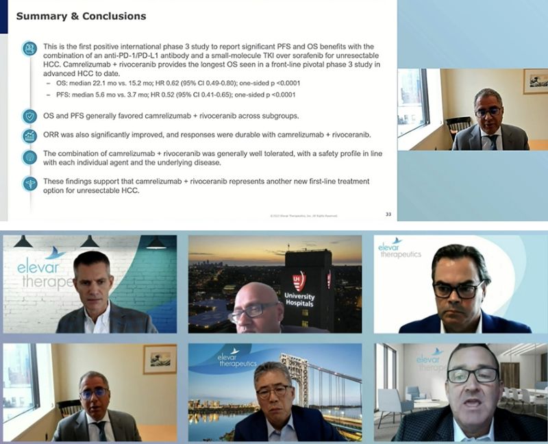 간암 분야 전문가와 진행된 ’Virtual KOL Event’ 캡처 장면. 사진=엘레바