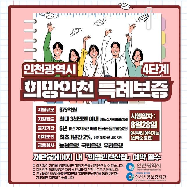 인천시는 오는 28일부터 고금리 및 고물가로 어려움을 겪고 있는 소상공인에게 675억원 규모의 ‘2023 희망인천 소상공인 경영안정자금(4단계)’을 지원한다.