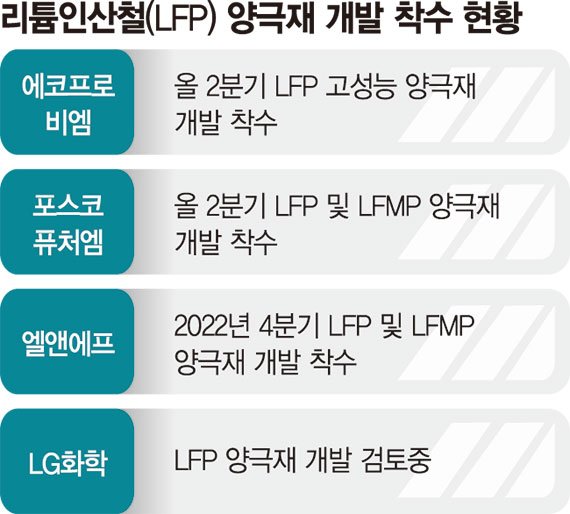 "中 잡아라"… K배터리, LFP 양극재 개발 속도낸다