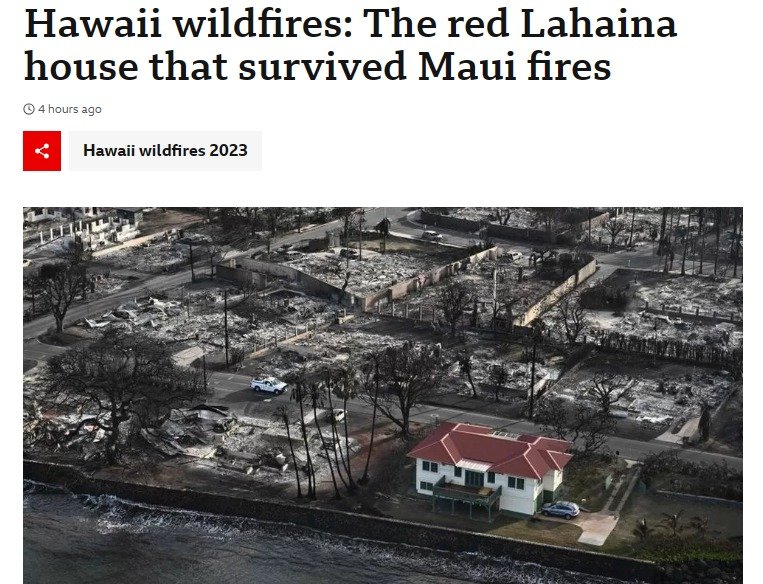 하와이 화재서 유일하게 살아남은 빨간지붕 집...알고보니