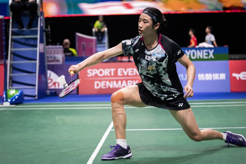 [코펜하겐(덴마크)=AP/뉴시스]세계선수권 경기 치르는 안세영. 2023.08.24.