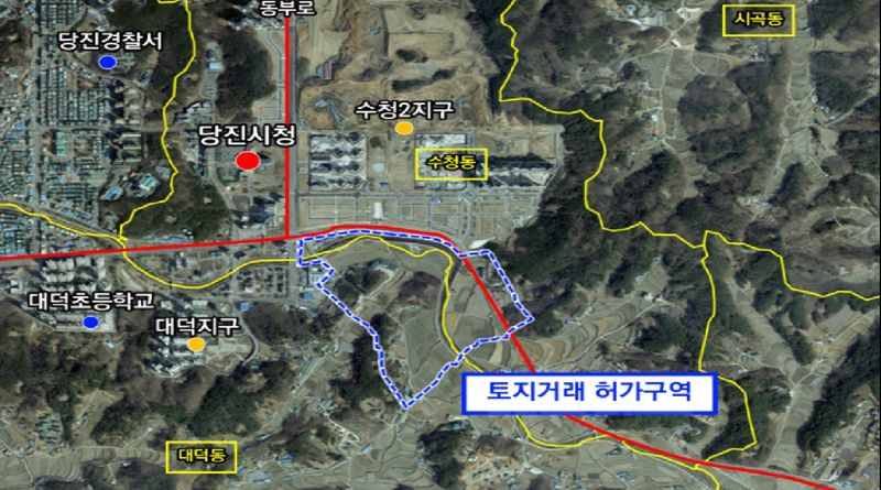 충남 당진시 도심 속 호수공원 조성 예정지 주변 토지거래허가구역 위치도