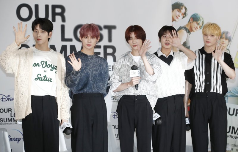 그룹 투모로우바이투게더(TXT) 수빈(왼쪽부터)과 연준, 범규, 태현, 휴닝카이 2023.7.26./뉴스1 ⓒ News1 권현진 기자 /사진=뉴스1