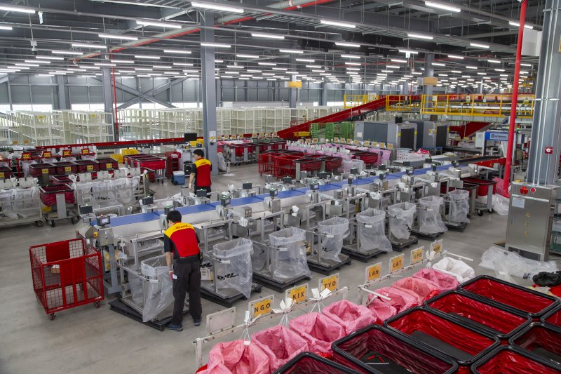 DHL 인천게이트웨이 자동화물 분류 설비(DHL익스프레스코리아 제공)