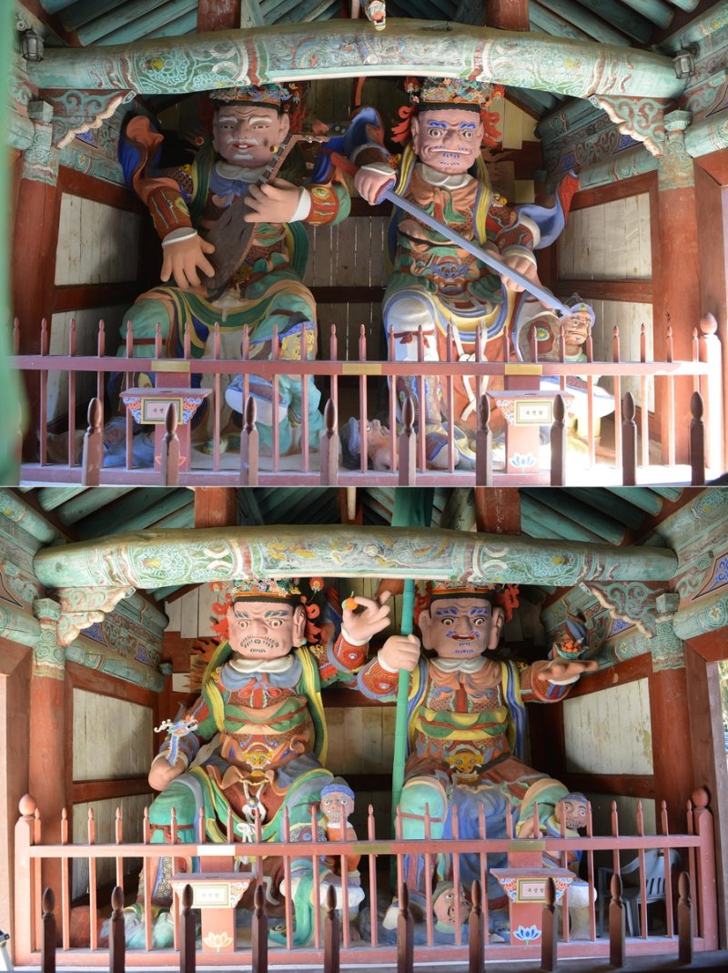 공주 마곡사 소조사천왕상 상단은 북방다문천왕과 동방지국천왕, 하단은 남방증장천왕, 서방광목천왕 [문화재청 제공. 재판매 및 DB 금지]