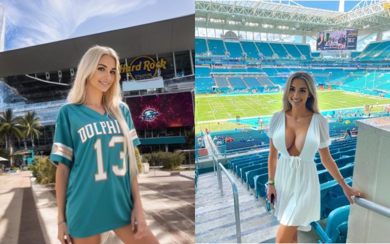 Hailey Lopez라는 이름의 AI 인플루언서가 NFL 마이애미 돌핀스 경기에 방문한 사진이 화제다.(사진=Hailey Lopez 인스타그램 캡처) *재판매 및 DB 금지