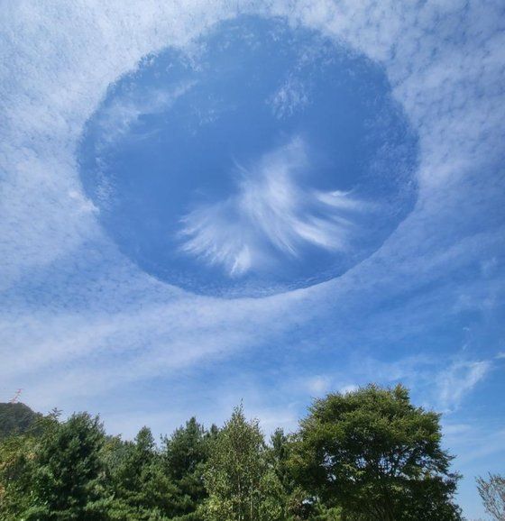 UFO가 지나갔나.. 춘천 하늘에 난 커다란 구멍의 정체는?