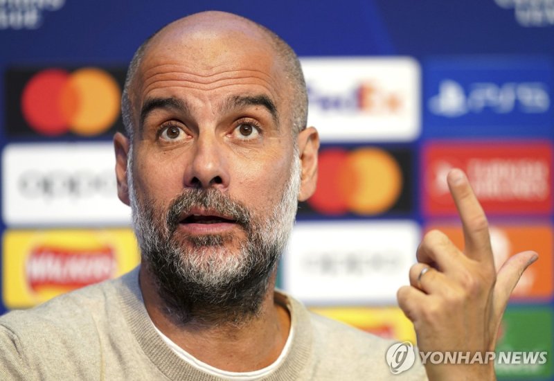 과르디올라 맨시티 감독 Manchester City manager Pep Guardiola during a press conference ahead of Tuesday's Champions League soccer match against Red Star, at City Football Academy, Manchester, England, Monday Sept. 18, 2023. (Martin Rickett/PA via AP) UNITED KINGDOM OUT; NO SALES; NO ARCHIVE; PHOTOGRAPH MAY NO