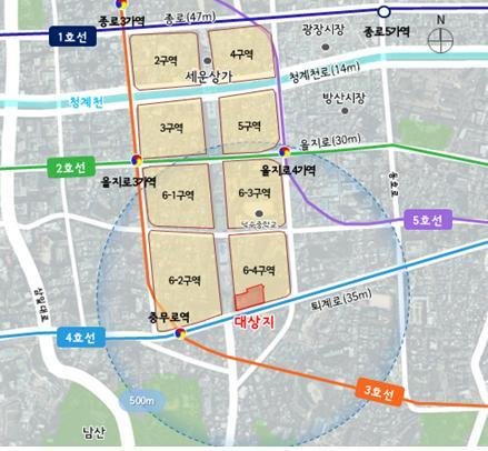 세운지구 6-4구역 정비계획 변경 대상지(서울시 제공).