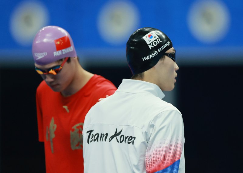 (항저우=연합뉴스) 판잔러는 50m에서는 지유찬에게 전혀 상대가 되지 못했다. 압도당했다. 기량 차이가 꽤 컸다.