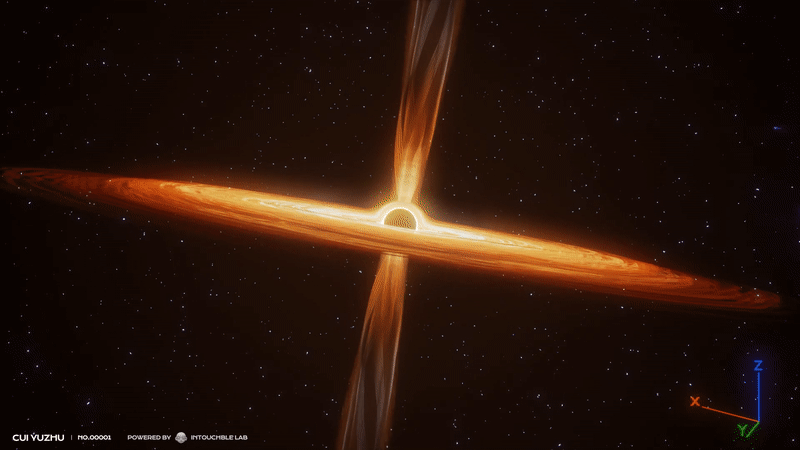 M87 블랙홀이 부착원반과 제트의 움직임을 통해 흔들리면서 회전하고 있다는 것을 보여주고 있다. 추이 유주 박사 제공