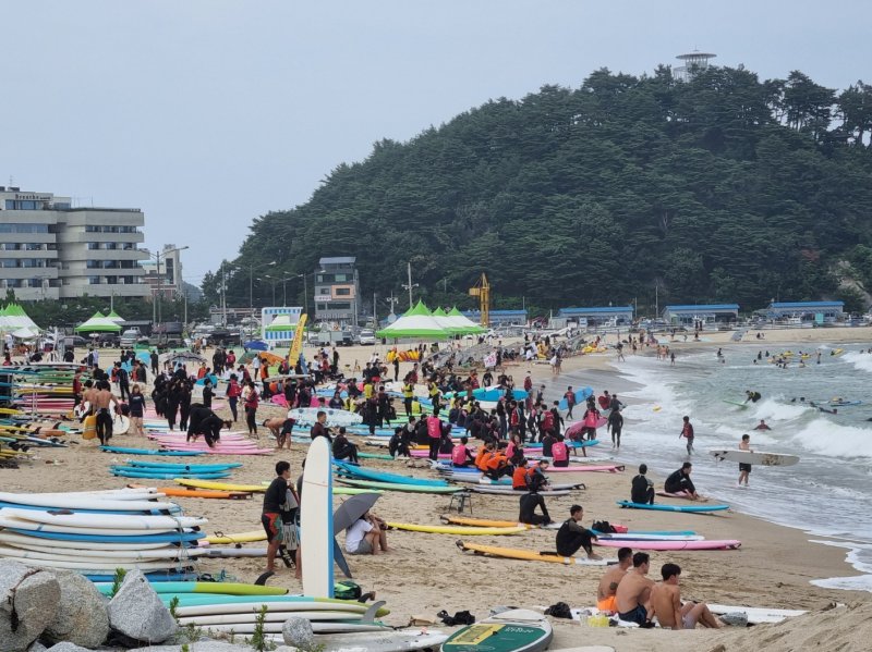 양양 인구해변에 몰린 서퍼들 자료사진.2023.9.27/뉴스1 윤왕근 기자