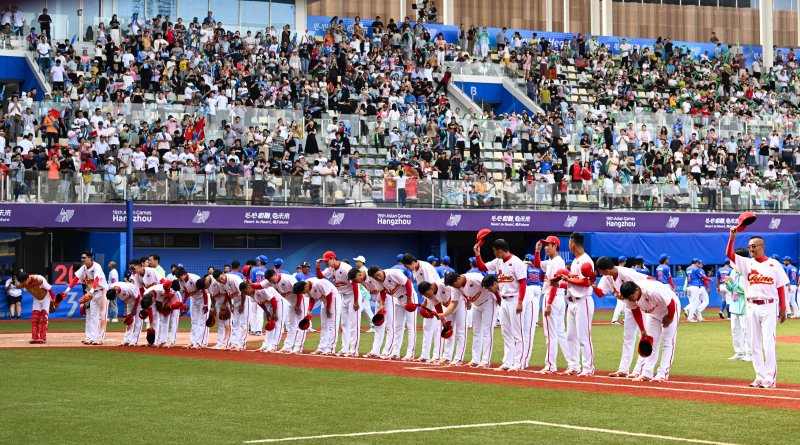 [사오싱=신화/뉴시스]2022 항저우 아시안게임 중국 야구대표팀. 2023.10.02. /사진=뉴시스