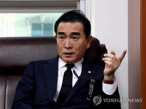 연합뉴스와 인터뷰 중인 태영호 의원 [촬영 정한솔]