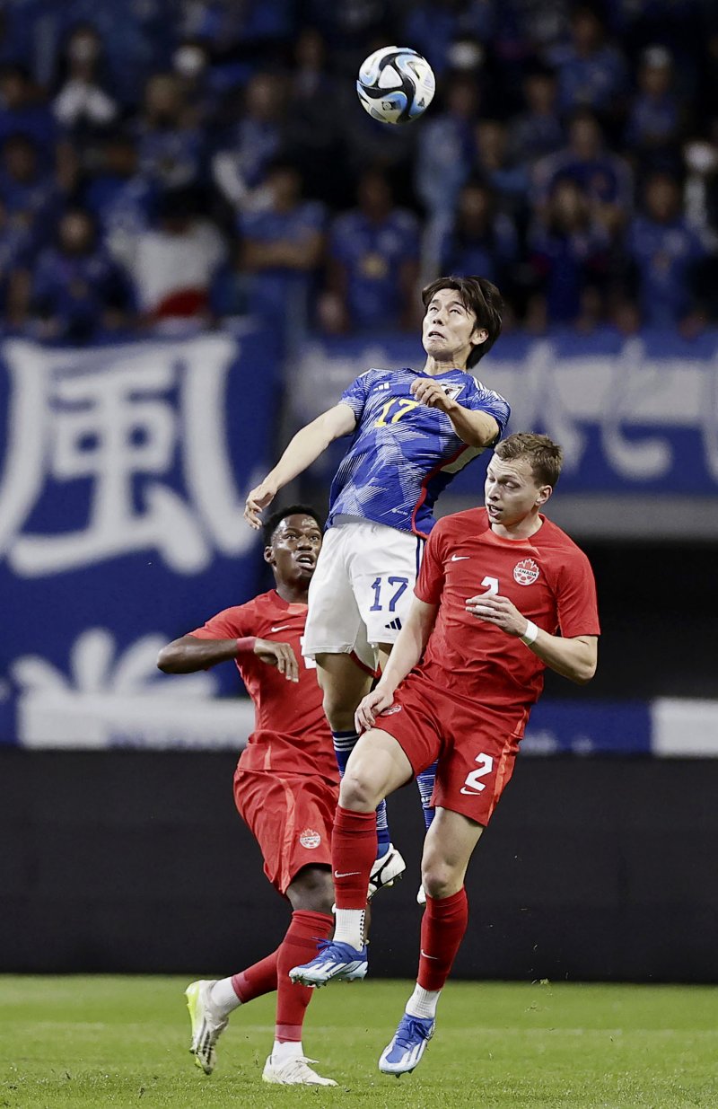 [니이가타=AP/뉴시스] 캐나다-일본 A매치. 2023.10.13.