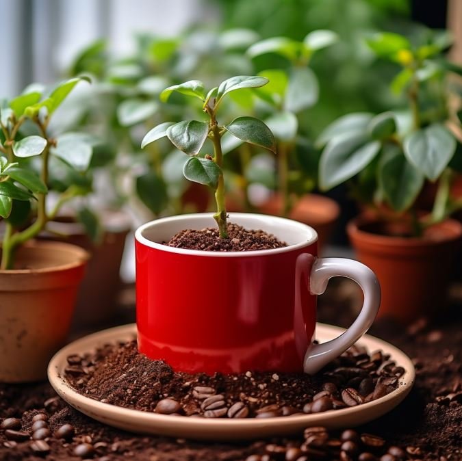 커피박을 활용한 친환경 조경 토양개량제를 사용한 화분. 포스코이앤씨 제공