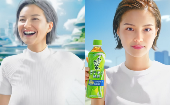일본의 유명 차(茶) 브랜드 광고에 등장한 AI 모델. 유튜브