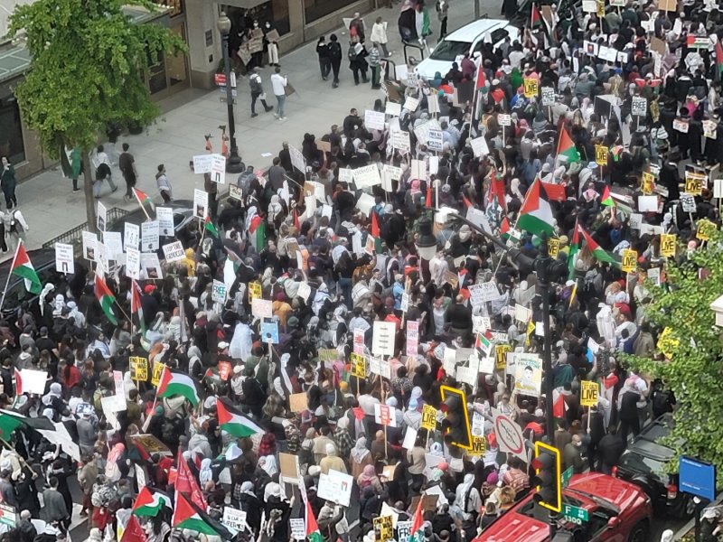4일(현지시간) 미국 워싱턴 D.C.에서는 이스라엘-하마스 전쟁의 즉각적 휴전을 촉구하는 친팔레스타인 집회가 열렸다. 참가자들은 '팔레스타인에 자유를', '당장 휴전하라' 등의 구호를 외치고 팔레스타인기와 피켓을 든 채 도심을 행진했다. 사진=연합뉴스