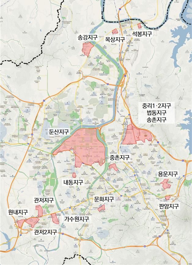 대전시 장기택지지구 위치도