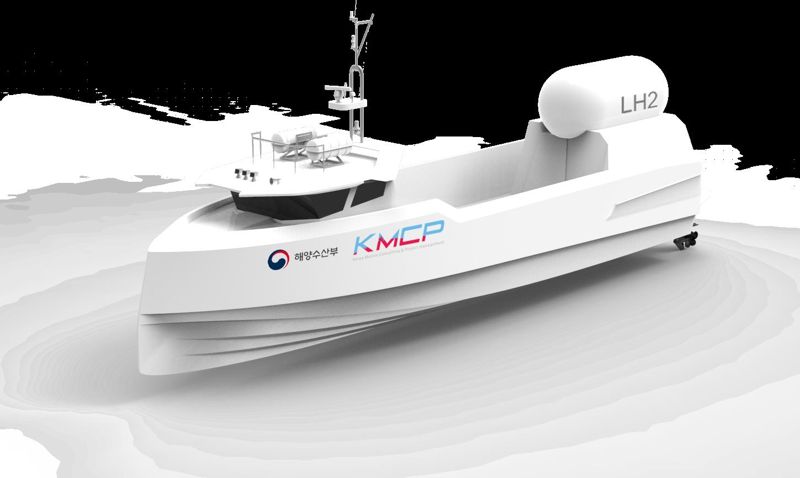울산테크노파크와 함께 수소전기 레저 선박을 개발 중인 케이엠씨피 수소 레저 선박 모델