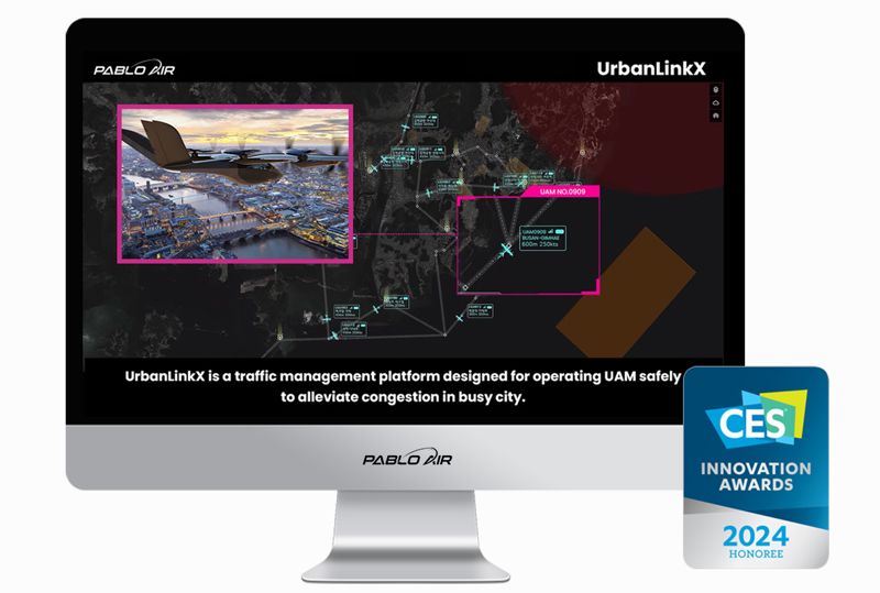 CES 2024 혁신상을 수상한 파블로항공 UAM 교통관리시스템 ‘UrbanLinkX’의 시뮬레이션 화면. 파블로항공 제공