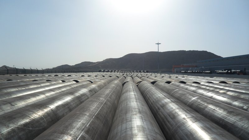 SeAH Steel UAE 공장 야적장에 보관중인 API 송유관. 사진=뉴시스