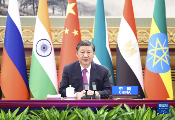 브릭스 화상 정상회의에서 발언하는 시진핑 중국 국가 주석. 사진=중국 외교부