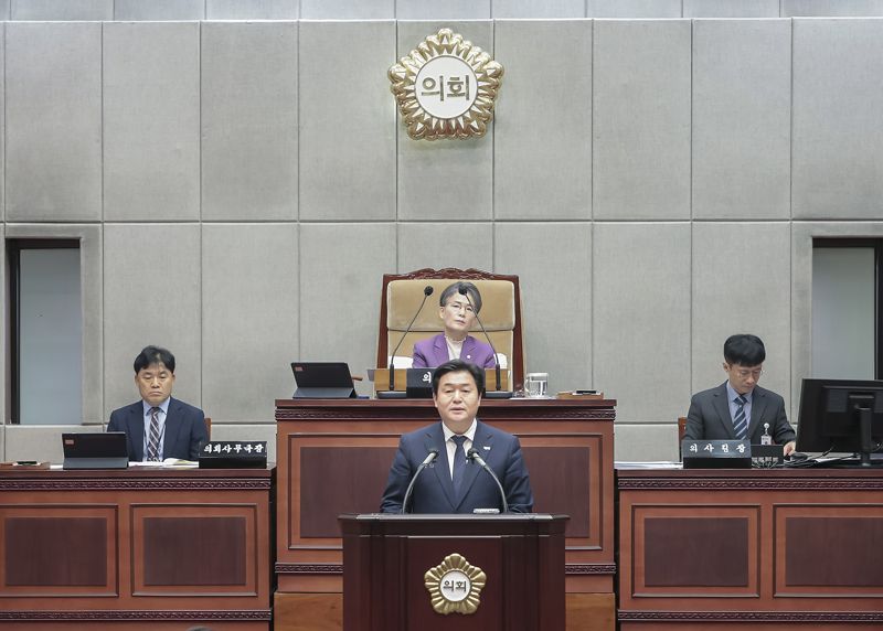 23일 열린 시흥시의회 제2차 정례회 시정연설에 나선 임병택 시흥시장. /시흥시 제공