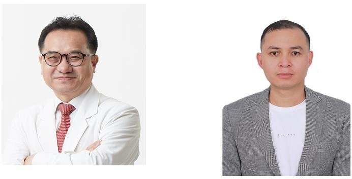 "비타민C 영양제, 폐암 예방 효과 없어…음식 통한 섭취는 효과" 명승권 국립암센터 국제암대학원대학교대학원장(왼쪽)과 중 쩐Dung V. Tran) 대학원생