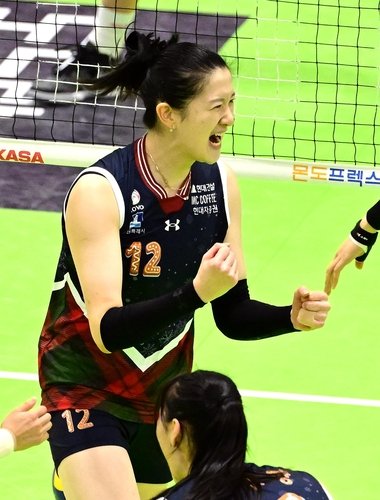 포효하는 현대건설 이다현 [한국배구연맹 제공. 재판매 및 DB 금지]