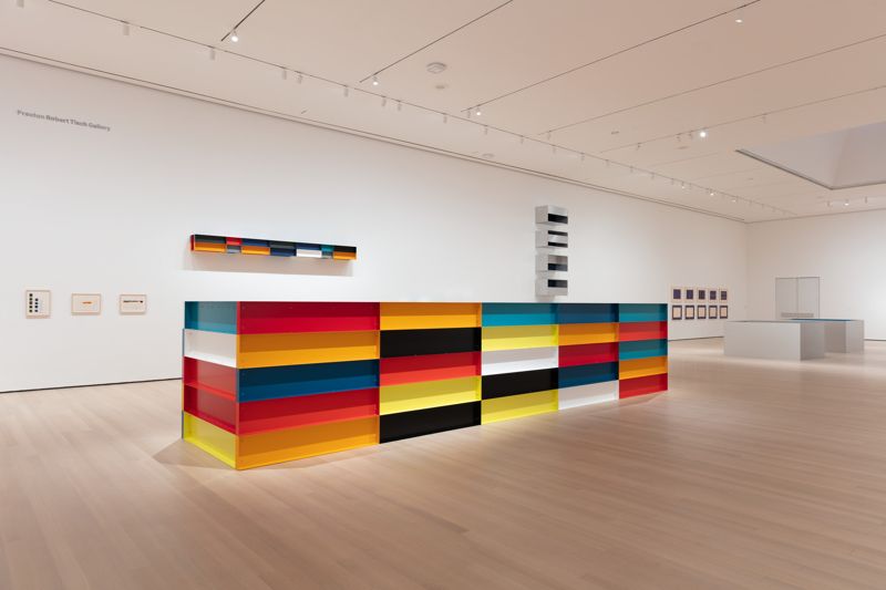도널드 저드의 뉴욕현대미술관(MoMA) 회고전(2020~2021) 전시 전경
