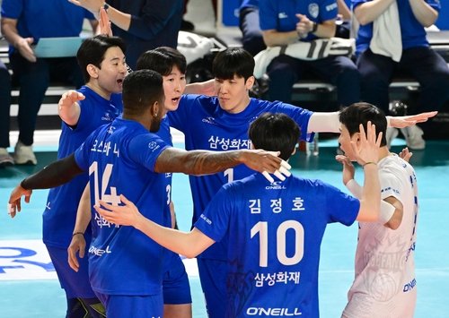 '분위기 최고' 삼성화재 2위 수성 [한국배구연맹 제공. 재판매 및 DB 금지]