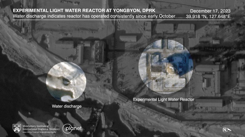 북한 평안북도 영변 핵시설 내 실험용 경수로(ELWR) 건물 일대를 촬영한 10월 17일자 위성사진. 사진=미국 미들베리연구소·플래닛랩스 캡처