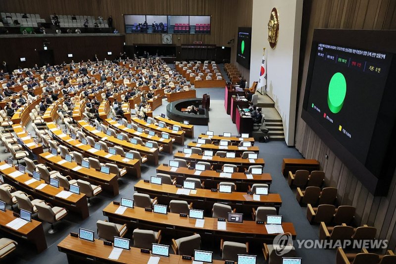 [속보] 국회, '김건희&middot;대장동클럽 특검법' 정부 이송