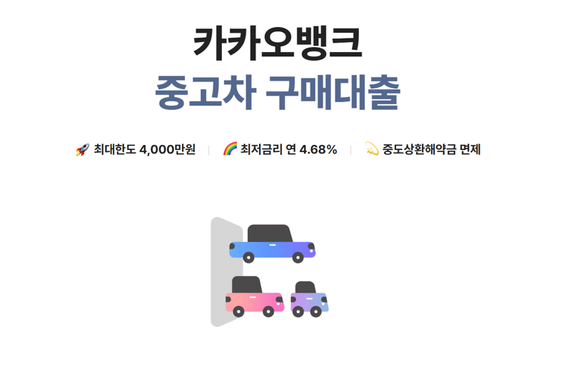 "은행권 유일 4%대"..카카오뱅크, 중고차구매 대출 금리 최대 1.10%p 인하